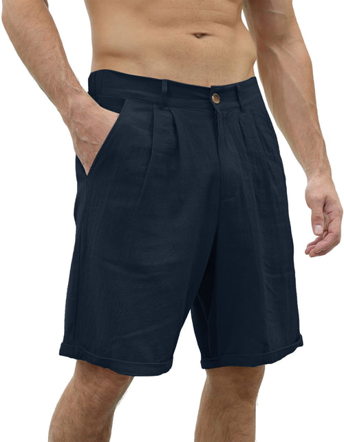 Load image into Gallery viewer, Men&#39;s Cotton And Linen Casual Beach Button Stretch Shorts
