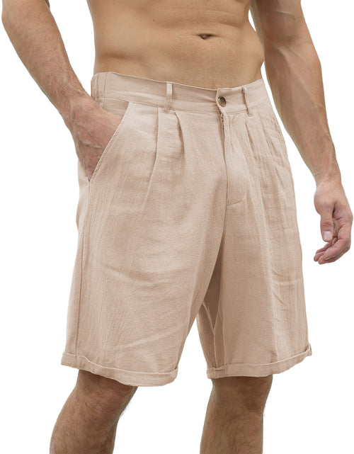 Load image into Gallery viewer, Men&#39;s Cotton And Linen Casual Beach Button Stretch Shorts
