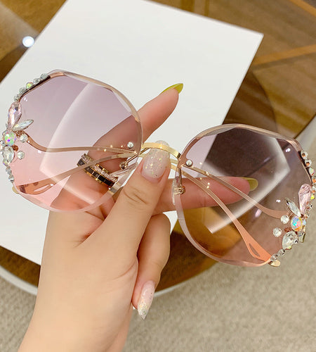 Women's Fashion Rimless Cut Edge Diamond Sunglasses