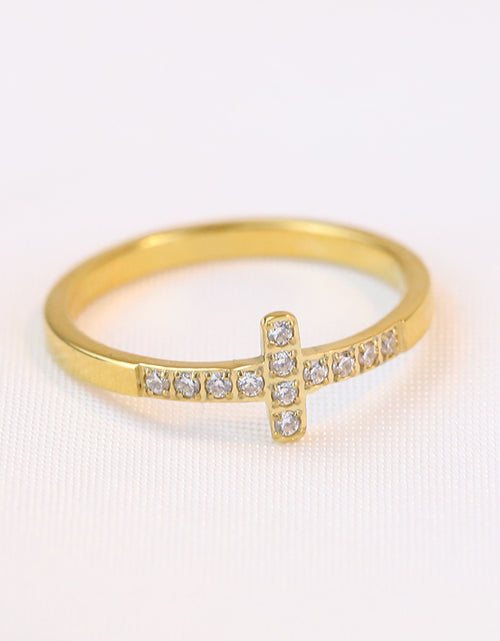 Load image into Gallery viewer, Simple Style Diamond 304 Titanium Steel Cross Ring Female Temperament Wild Vintage
