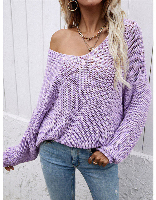 Load image into Gallery viewer, Women&#39;s Fashion Casual Solid Color Pullover V-neck Sweater
