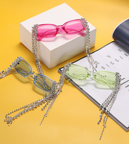 Individualized Small Box Handmade Diamond Tassel Sunglasses