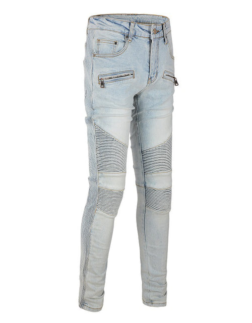 Load image into Gallery viewer, Slim-fit Stretch Motorcycle High Street Jeans
