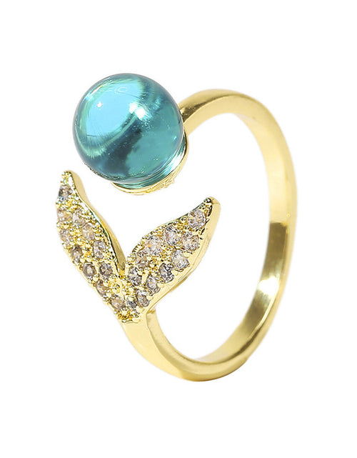 Load image into Gallery viewer, Creative Fashion Simple Ocean Beads Mermaid Tail Ring
