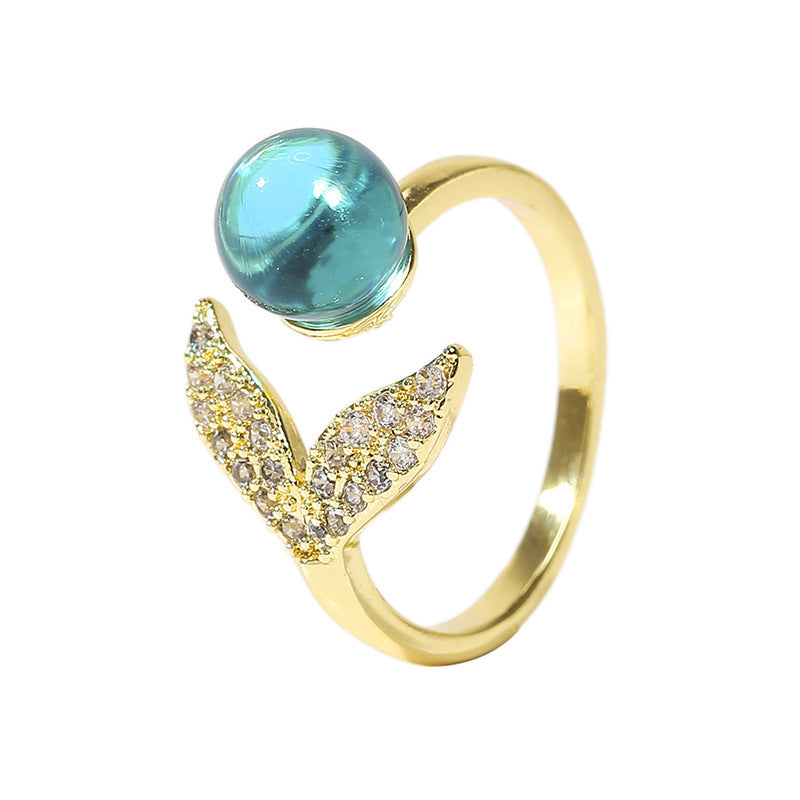 Creative Fashion Simple Ocean Beads Mermaid Tail Ring