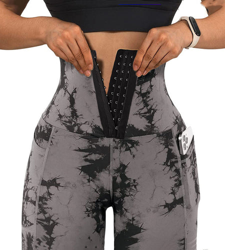 Women's Yoga Sports Patchwork Pocket Tie-dye Leggings