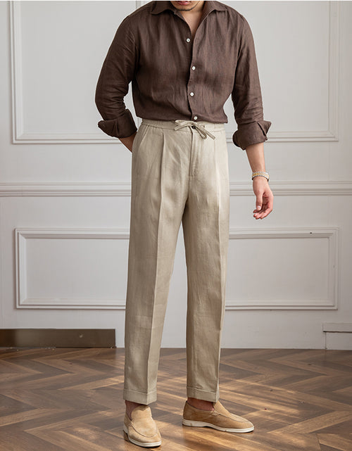 Load image into Gallery viewer, Casual Thin Tethered Linen Pant For Commuting Lightweight
