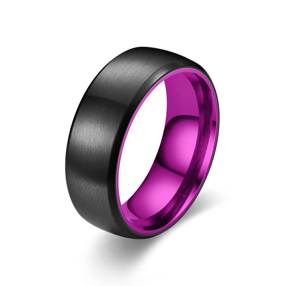 Two-tone Color Matte Red Purple Green Ring Couple