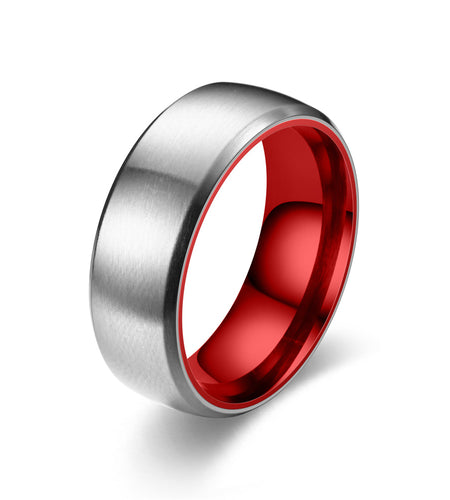 Two-tone Color Matte Red Purple Green Ring Couple