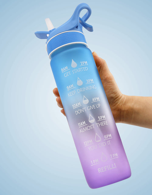 Load image into Gallery viewer, 1000ML Plastic Spray Water Bottle Scrub Bounce Cover Straw Space Cup Sports Water Bottle
