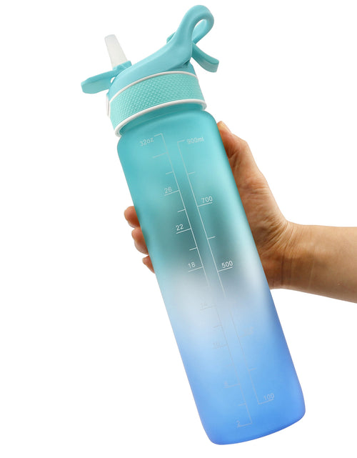 Load image into Gallery viewer, 1000ML Plastic Spray Water Bottle Scrub Bounce Cover Straw Space Cup Sports Water Bottle
