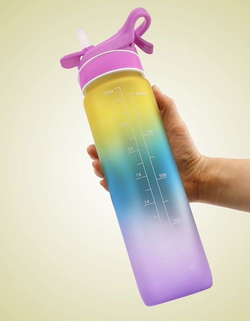 Load image into Gallery viewer, 1000ML Plastic Spray Water Bottle Scrub Bounce Cover Straw Space Cup Sports Water Bottle
