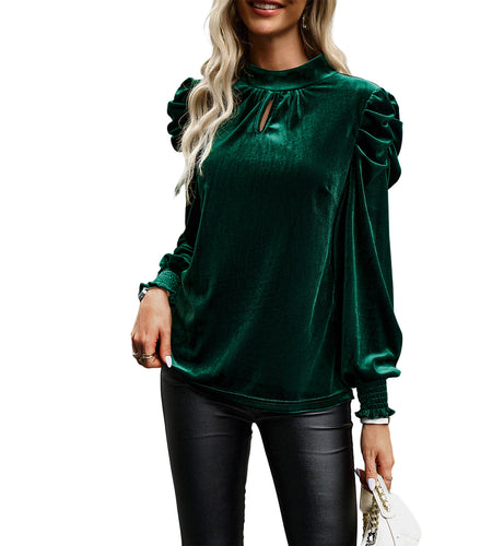 Women's Velvet Shirt Temperament Commute Long Sleeve