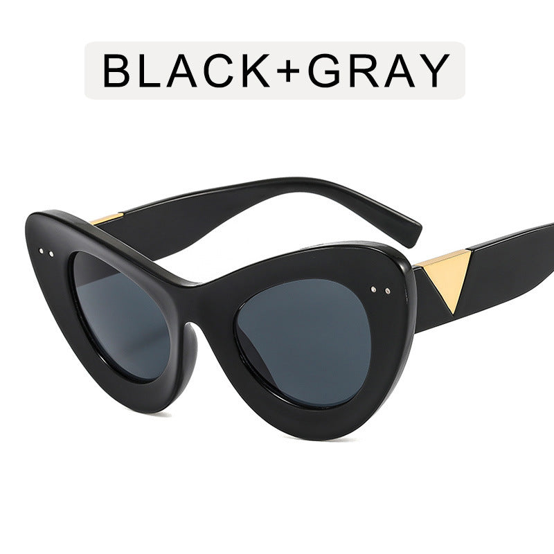 Ins Fashion Sunglasses Large Frame Retro Personality Concave Shape Sun Glasses