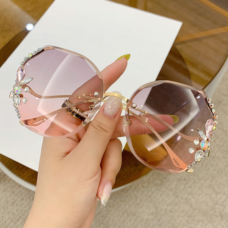 Women's Fashion Rimless Cut Edge Diamond Sunglasses