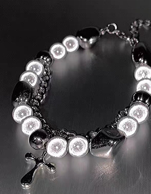 Load image into Gallery viewer, Fashion Jewelry Double-layer Reflective Pearl Cross Bracelet
