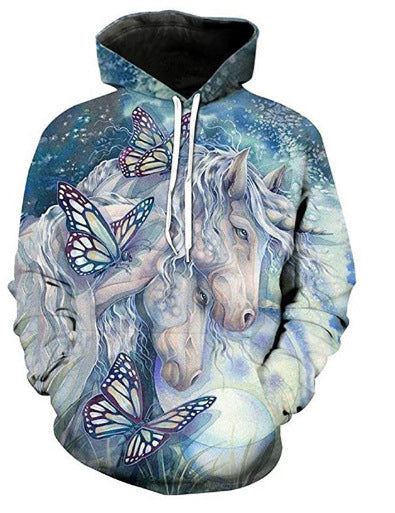 Load image into Gallery viewer, European And American Foreign Trade 3D Color Skull Printed Hood Pocket Pullover Sweater
