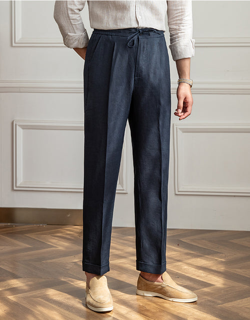 Load image into Gallery viewer, Casual Thin Tethered Linen Pant For Commuting Lightweight
