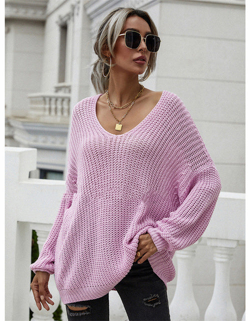 Load image into Gallery viewer, Women&#39;s Fashion Casual Solid Color Pullover V-neck Sweater
