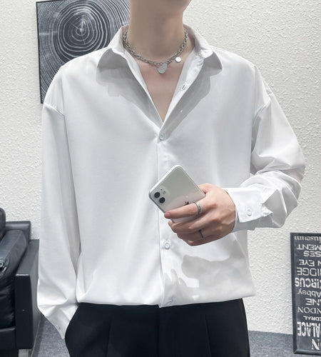 Loose Ice Silk Men's Casual Shirt