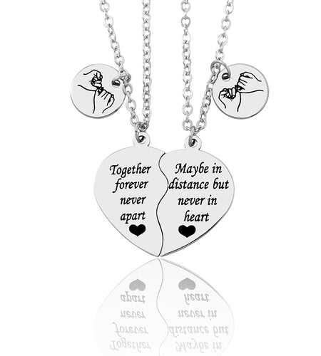 2 Pieces Stainless Steel Heart-shaped Puzzle Pendant Necklace