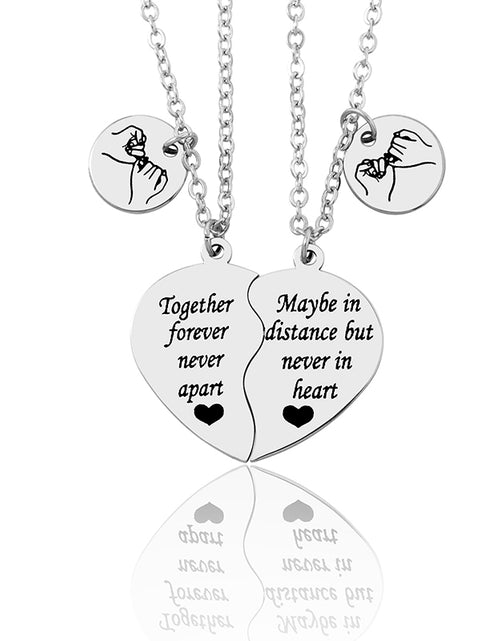 Load image into Gallery viewer, 2 Pieces Stainless Steel Heart-shaped Puzzle Pendant Necklace
