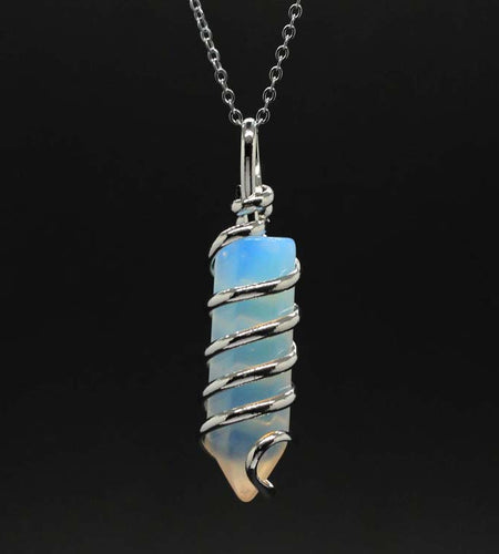 New Natural Crystal Hexagonal Pillar Spiral Hand Wound Pendant Necklace