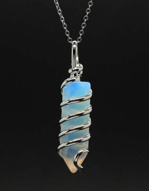 Load image into Gallery viewer, New Natural Crystal Hexagonal Pillar Spiral Hand Wound Pendant Necklace
