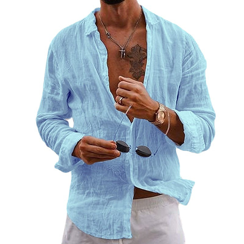 Shirt Men's Solid Color Loose Single-breasted