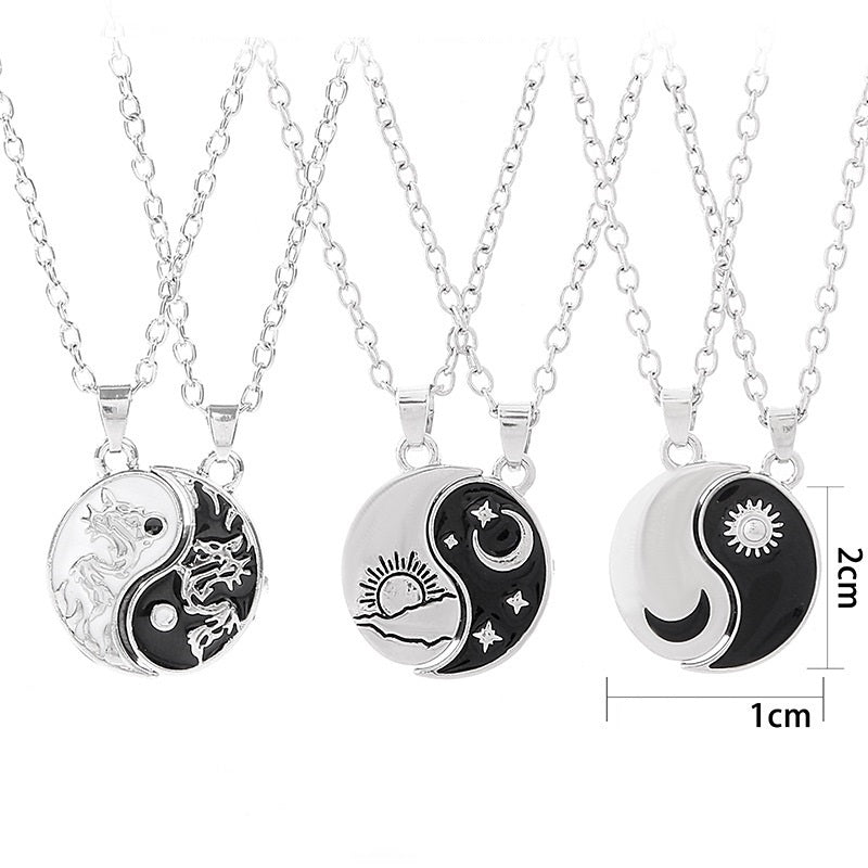 Sun Moon Stitching Eight-diagram-shaped Appetizer Good Friend Necklace