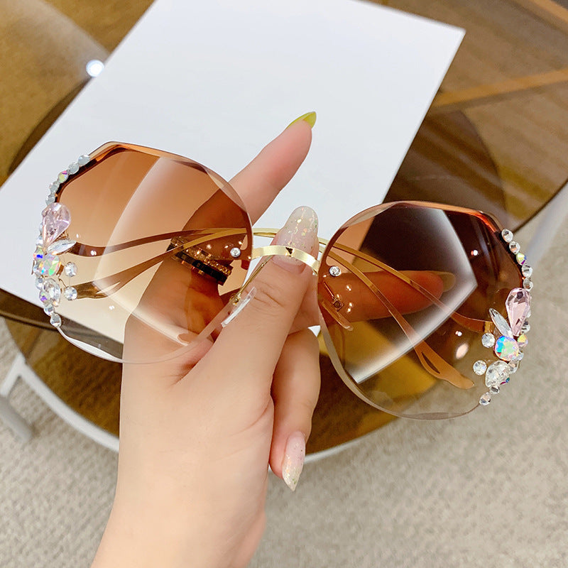 Women's Fashion Rimless Cut Edge Diamond Sunglasses