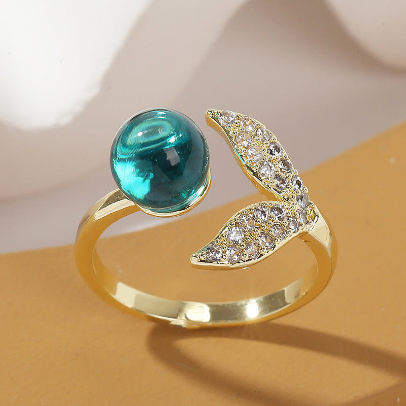 Creative Fashion Simple Ocean Beads Mermaid Tail Ring