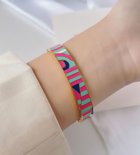 Color Geometric Color Matching Titanium Steel Bracelet