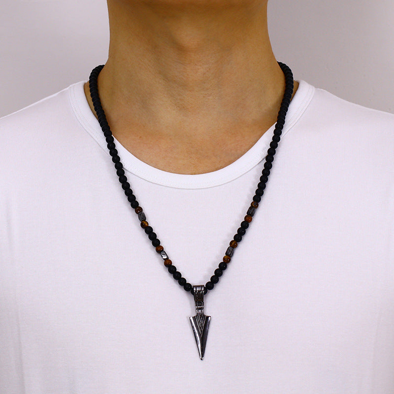 Magnet Diamond Stone Column Pendant Men's Necklace