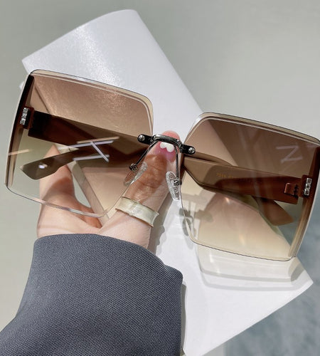 Square Rimless Cut Edge Fashion Sunglasses