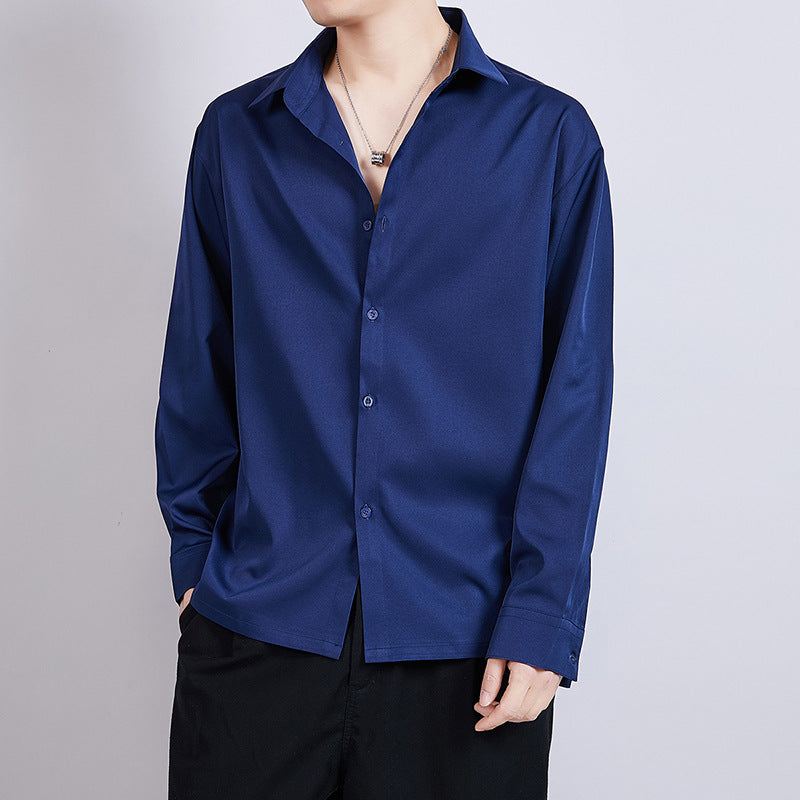 Loose Ice Silk Men's Casual Shirt