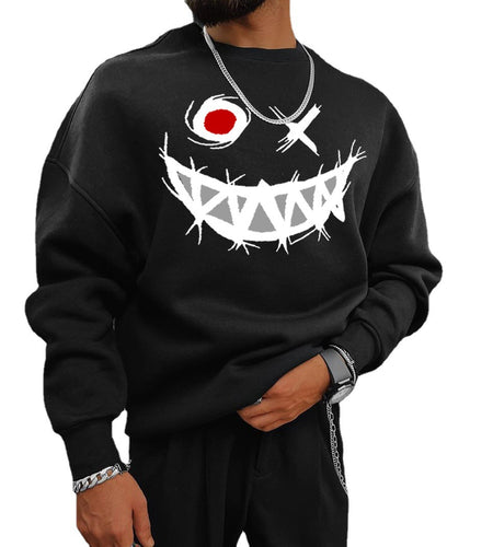 Smiley Printed Casual Plus Size Man's Sportswear