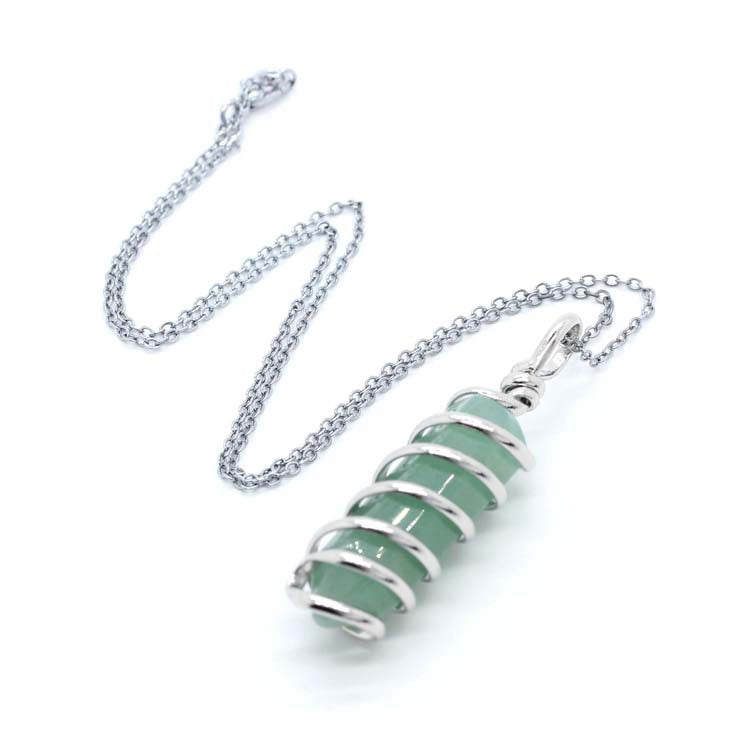 New Natural Crystal Hexagonal Pillar Spiral Hand Wound Pendant Necklace