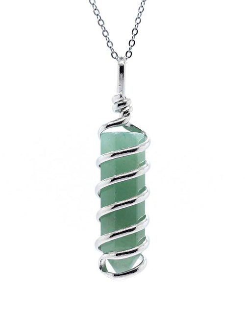 Load image into Gallery viewer, New Natural Crystal Hexagonal Pillar Spiral Hand Wound Pendant Necklace
