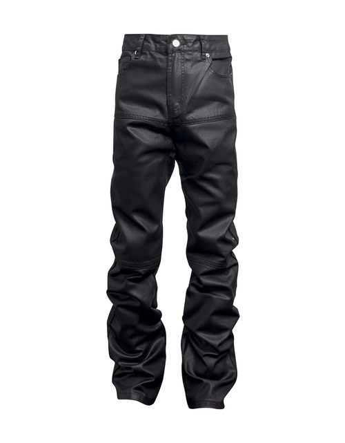 Load image into Gallery viewer, Designer Zip Black Roxed Pants Denim
