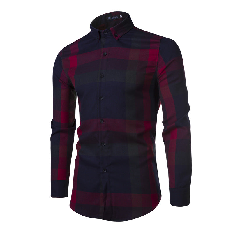 New Youth Plaid Shirt Men's Korean Style