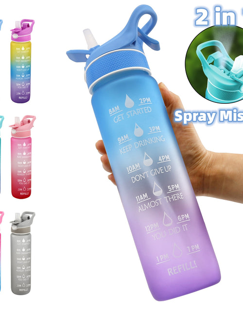 Load image into Gallery viewer, 1000ML Plastic Spray Water Bottle Scrub Bounce Cover Straw Space Cup Sports Water Bottle
