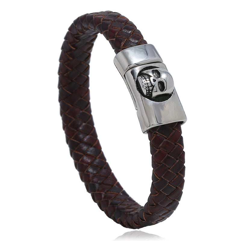 Stainless Steel Leather Bracelet Vintage Weave Titanium Steel Ornament