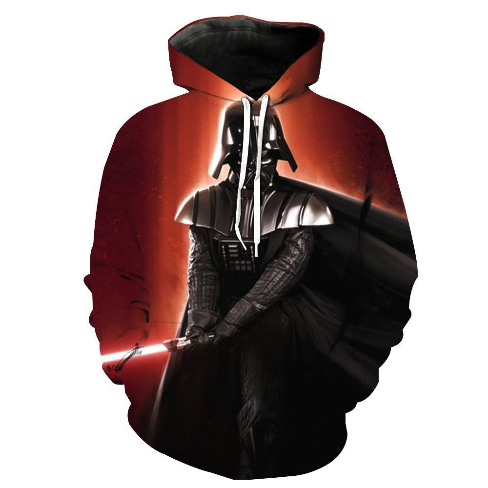 European And American Foreign Trade 3D Color Skull Printed Hood Pocket Pullover Sweater