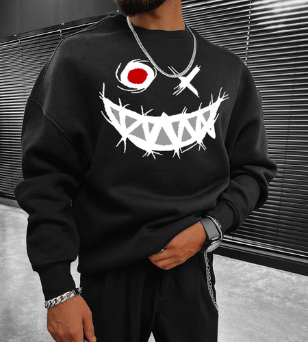 Smiley Printed Casual Plus Size Man's Sportswear