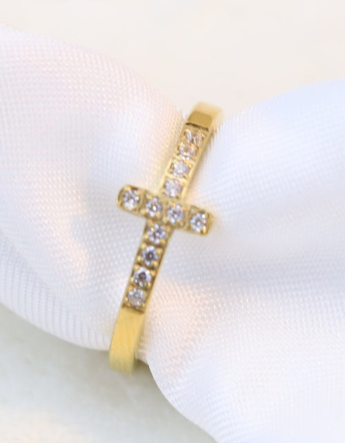 Load image into Gallery viewer, Simple Style Diamond 304 Titanium Steel Cross Ring Female Temperament Wild Vintage
