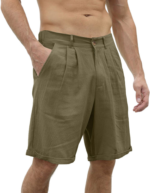 Load image into Gallery viewer, Men&#39;s Cotton And Linen Casual Beach Button Stretch Shorts
