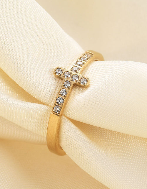 Load image into Gallery viewer, Simple Style Diamond 304 Titanium Steel Cross Ring Female Temperament Wild Vintage
