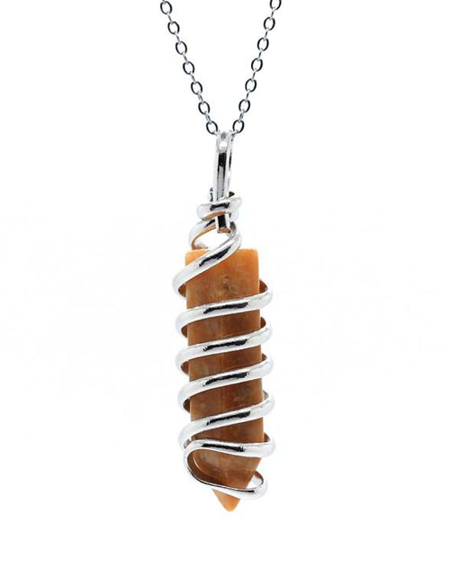 Load image into Gallery viewer, New Natural Crystal Hexagonal Pillar Spiral Hand Wound Pendant Necklace
