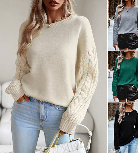 Women's Fashionable Simple Round Neck Sweater